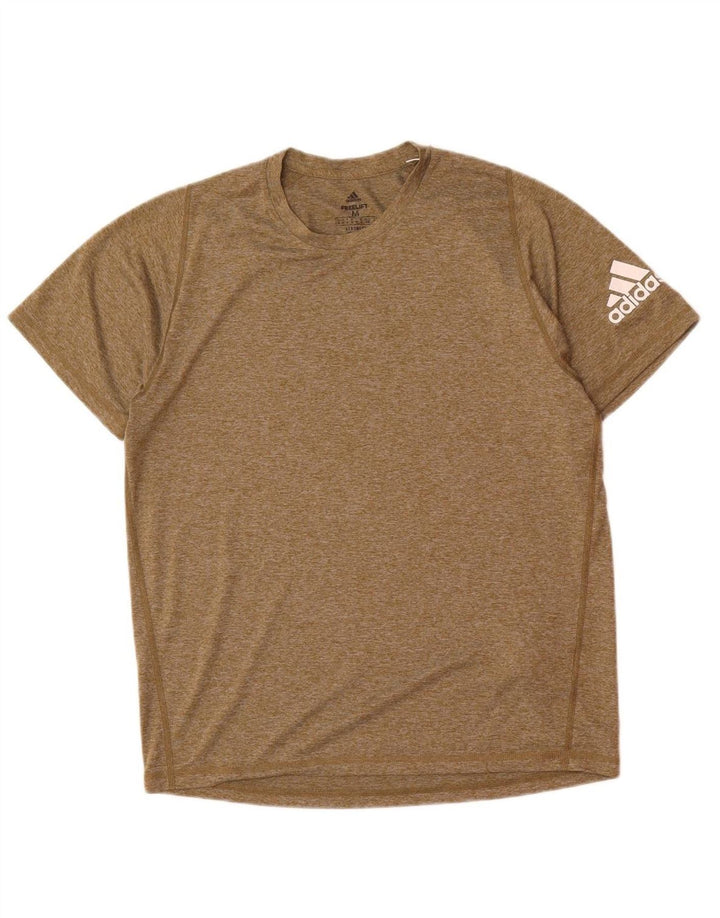 ADIDAS Mens Aeroready T-Shirt Top Medium Brown Flecked Polyester