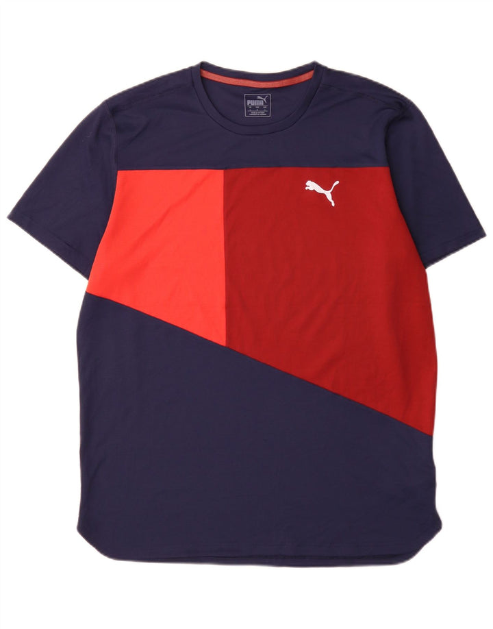 Puma Herre T-Shirt Top Stor Marineblå Colourblock Polyester