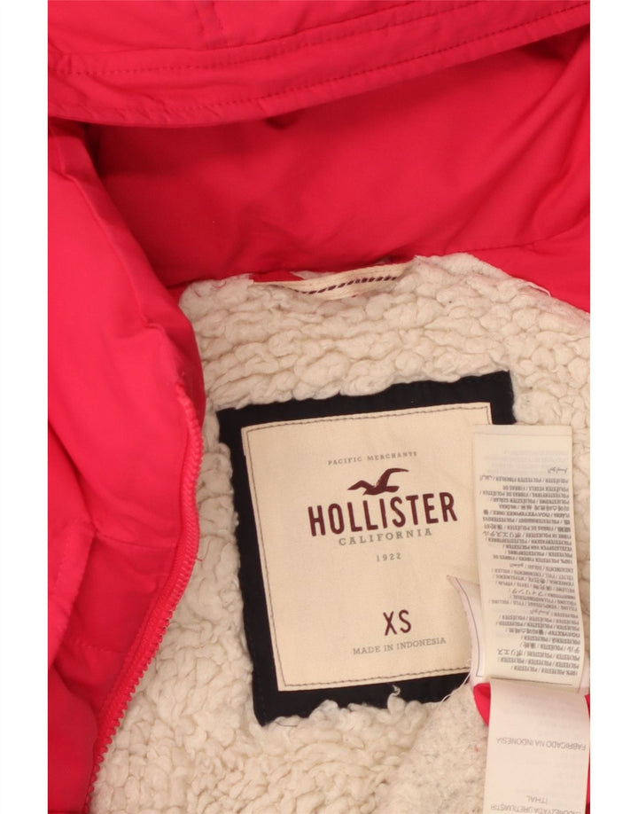 HOLLISTER Womens Crop hættepolstret jakke UK 6 XS Pink Polyester