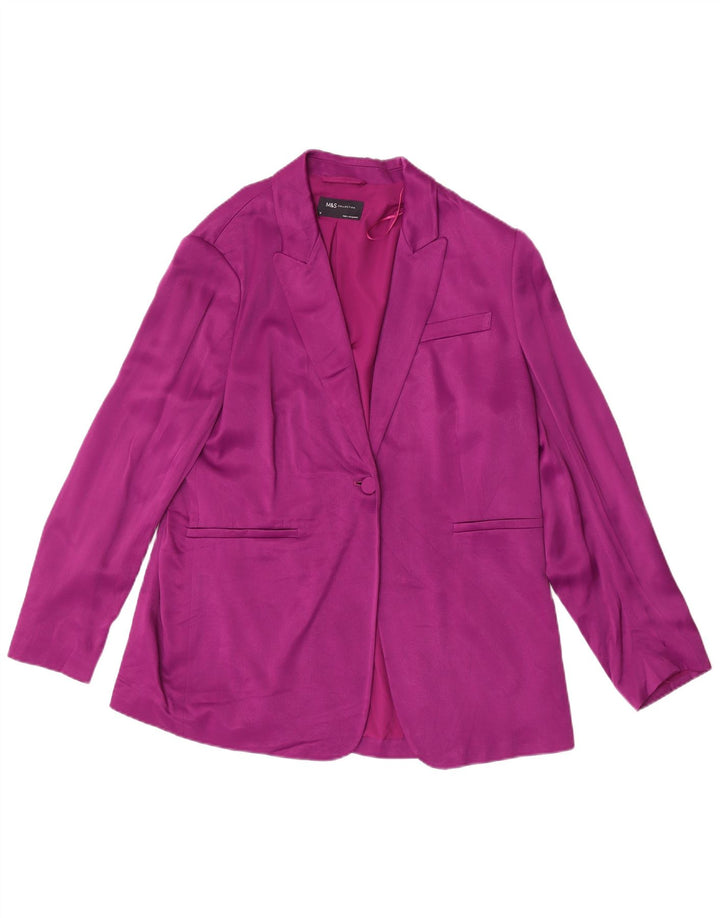 Marks & Spencer Dame 1-knaps blazerjakke UK 16 Stor lilla viskose