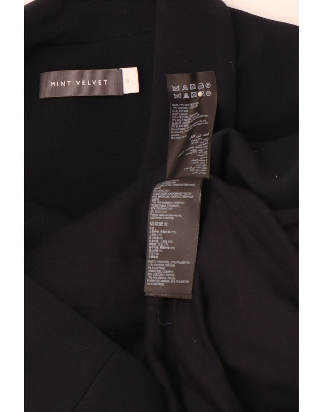 MINT VELVET Dame Dobbeltradet Blazer Jacket UK 8 Small Black