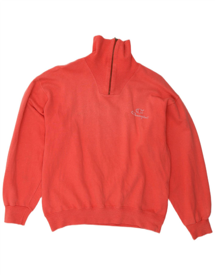 CHAMPION Sweatshirt med lynlås til kvinder UK 14 Medium rød bomuld