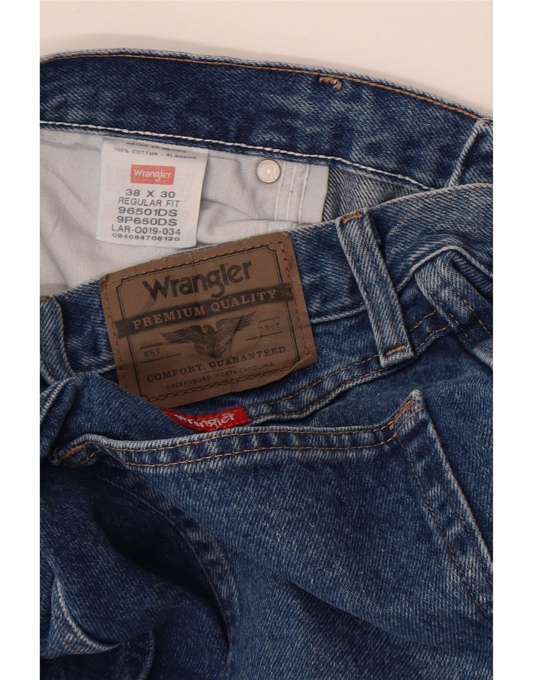 Wrangler Herre Regular Fit Straight Jeans W38 L30 Blå Bomuld