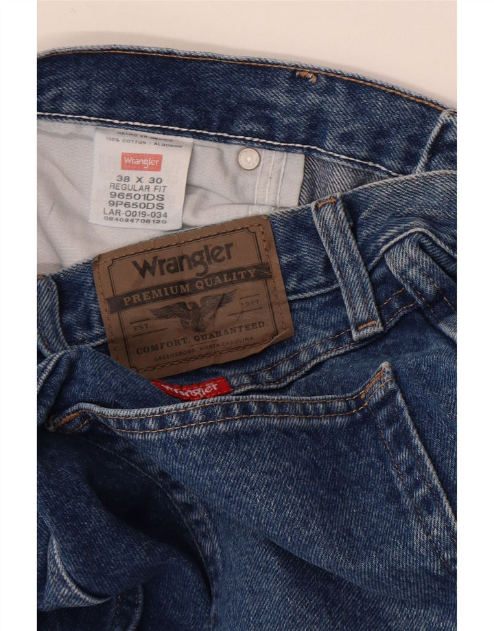 Wrangler Herre Regular Fit Straight Jeans W38 L30 Blå Bomuld