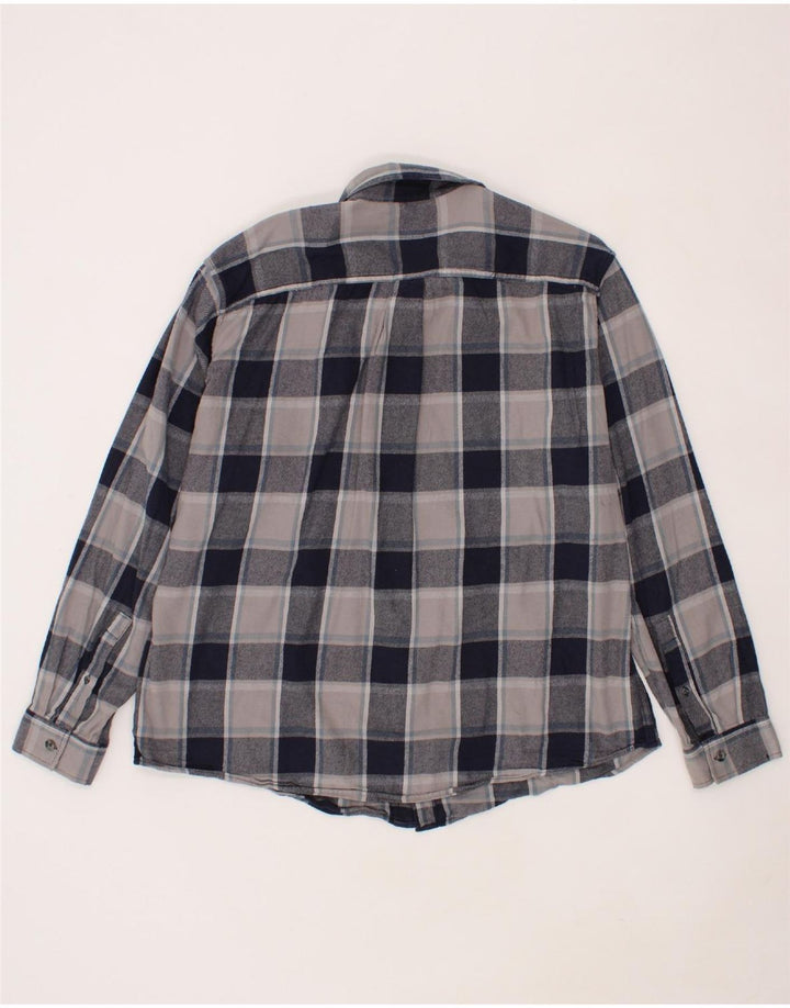 EDDIE BAUER Mens Flannel Shirt 2XL Grey Check Cotton Vintage Eddie Bauer and Second-Hand Eddie Bauer from Messina Hembry 