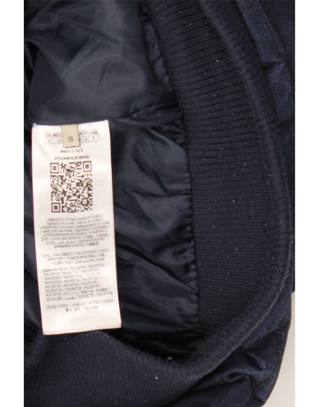 Guess Herre hættepolstret jakke UK 36 Small Navy Blue Polyester