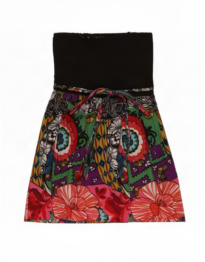 Desigual Dame Mini Stropløs Kjole EU 42 Stor Flerfarvet Blomster
