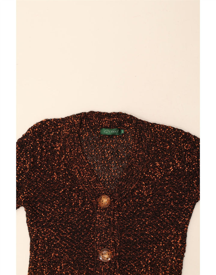 GRØN Dame Oversized 3/4-ærmet cardigantrøje UK 14 Medium Brun