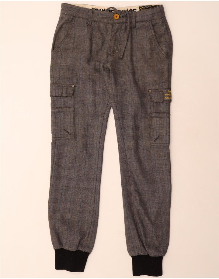 Frankie Garage Herre Joggers Cargo Bukser W33 L34 Grå ternet polyester