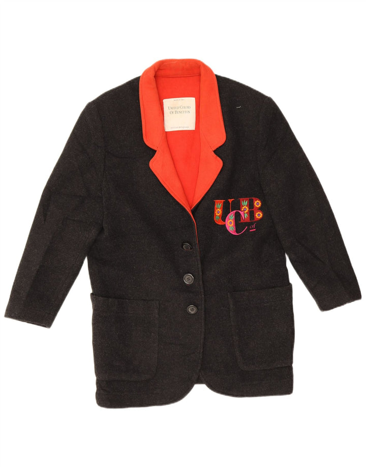 Benetton Dame Oversized 3 Button Blazer Jacket IT 40 Small Black