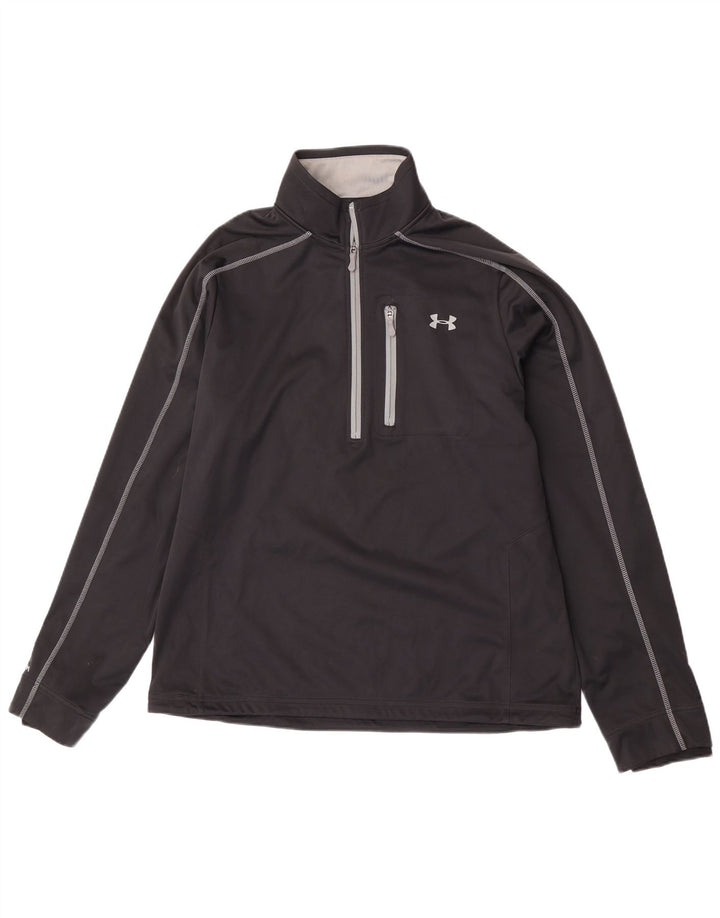 Under Armour Herre Zip Neck Pullover Træningsdragt Top Stor Sort Polyester