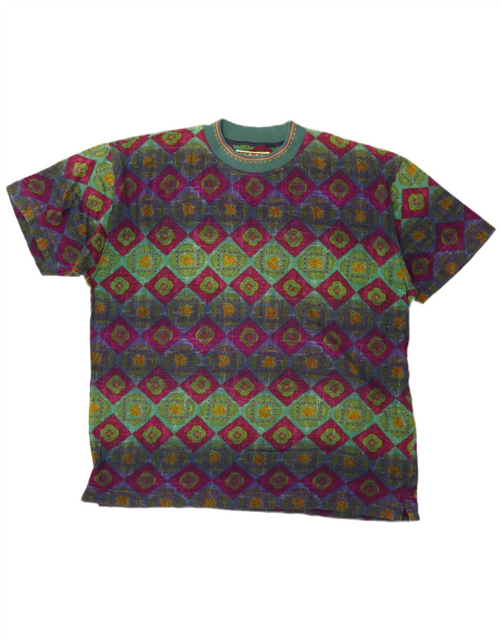 Vintage Herre Grafisk T-Shirt Top Stor Flerfarvet Geometrisk