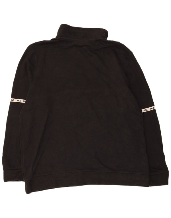 Fila Herre Grafisk Zip Neck Sweatshirt Jumper 2XL Sort Colourblock Bomuld
