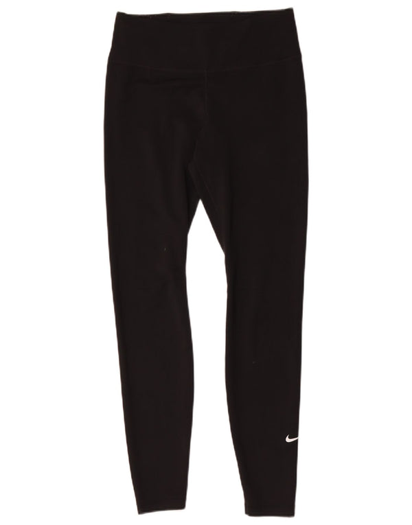 Nike Dame Dri Fit Leggings UK 10 Small Black Polyester