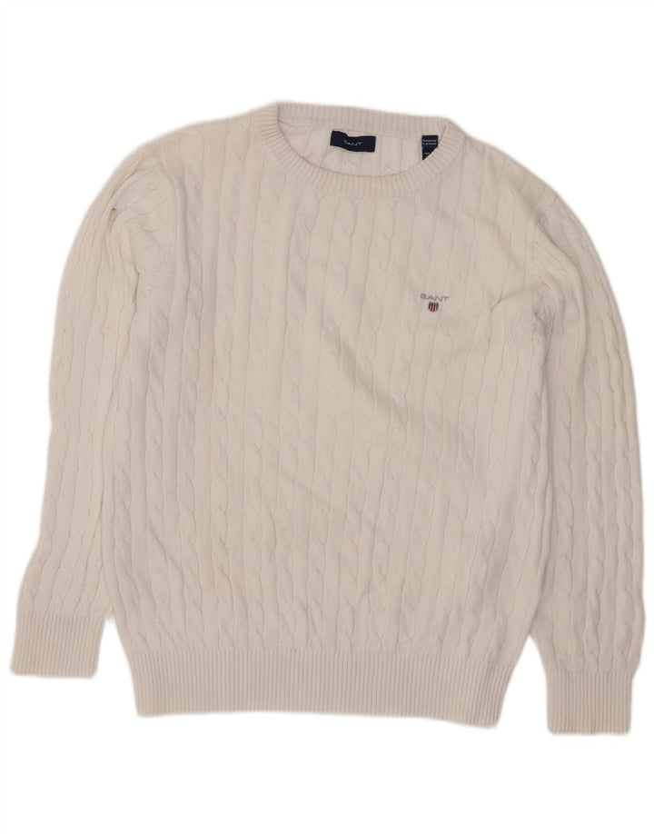 Gant Boys Boat Neck Jumper Sweater 9-10 År Hvid Bomuld