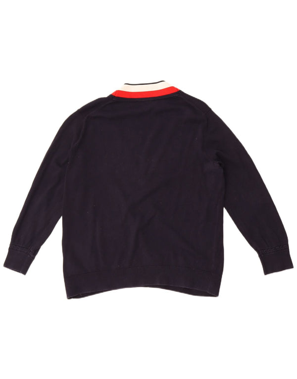 Tommy Hilfiger Dame V-hals sweater UK 18 XL Navy Blue Colourblock