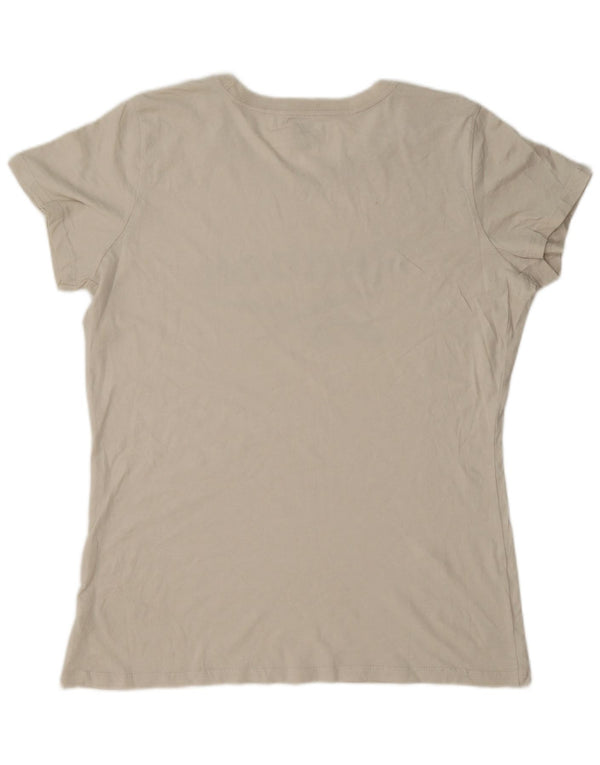 Reebok Womens Graphic T-Shirt Top UK 18 XL Beige Cotton