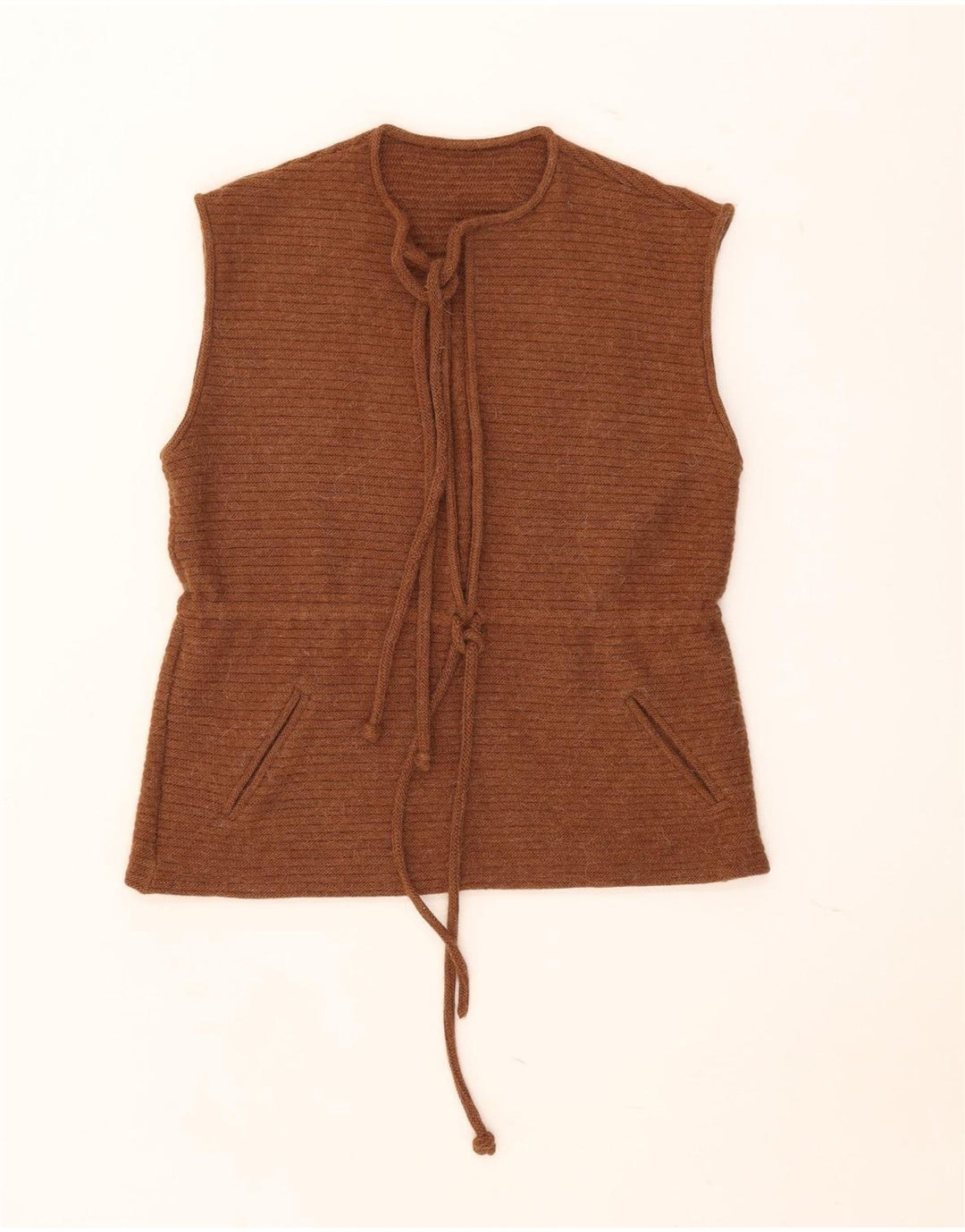 Vintage Dame Flæse Vest Tank Top UK 16 Stor Brun