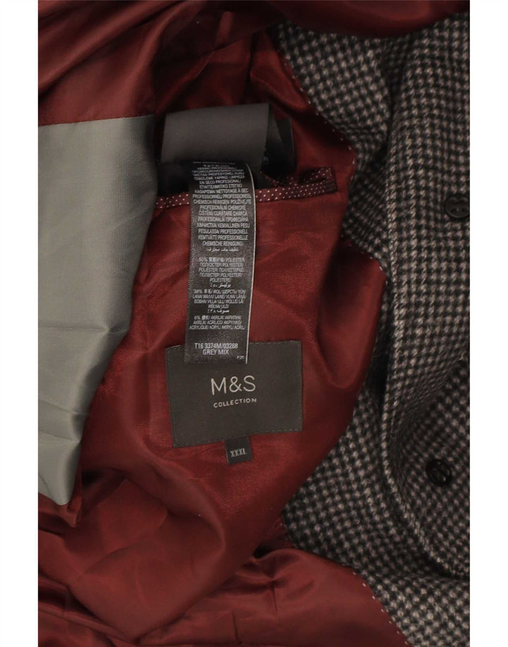 Marks & Spencer Overfrakke til mænd UK 46 3XL Grå Houndstooth Polyester
