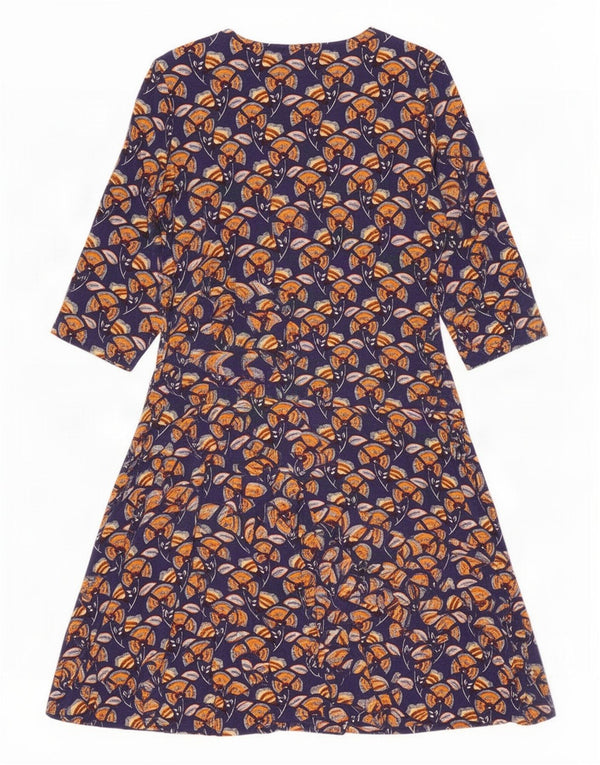 Joe Browns Dame 3/4-ærmet A-Line Kjole UK 16 Large Navy Blue Floral