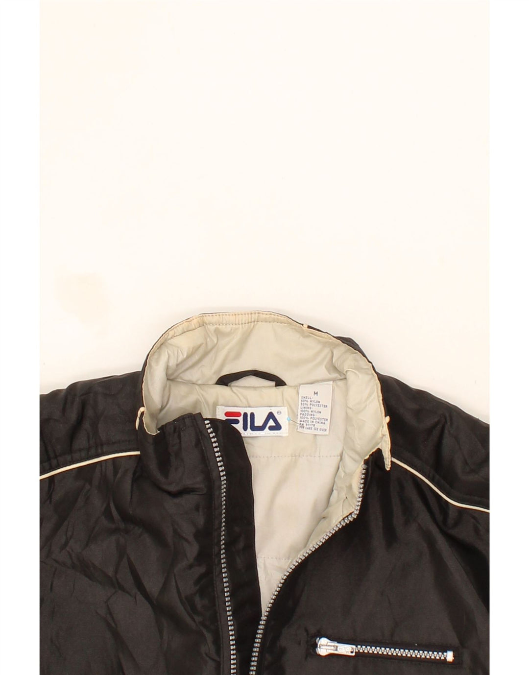 FILA Womens Tracksuit Top Jacket UK 14 Medium Black Nylon Vintage Fila and Second-Hand Fila from Messina Hembry 