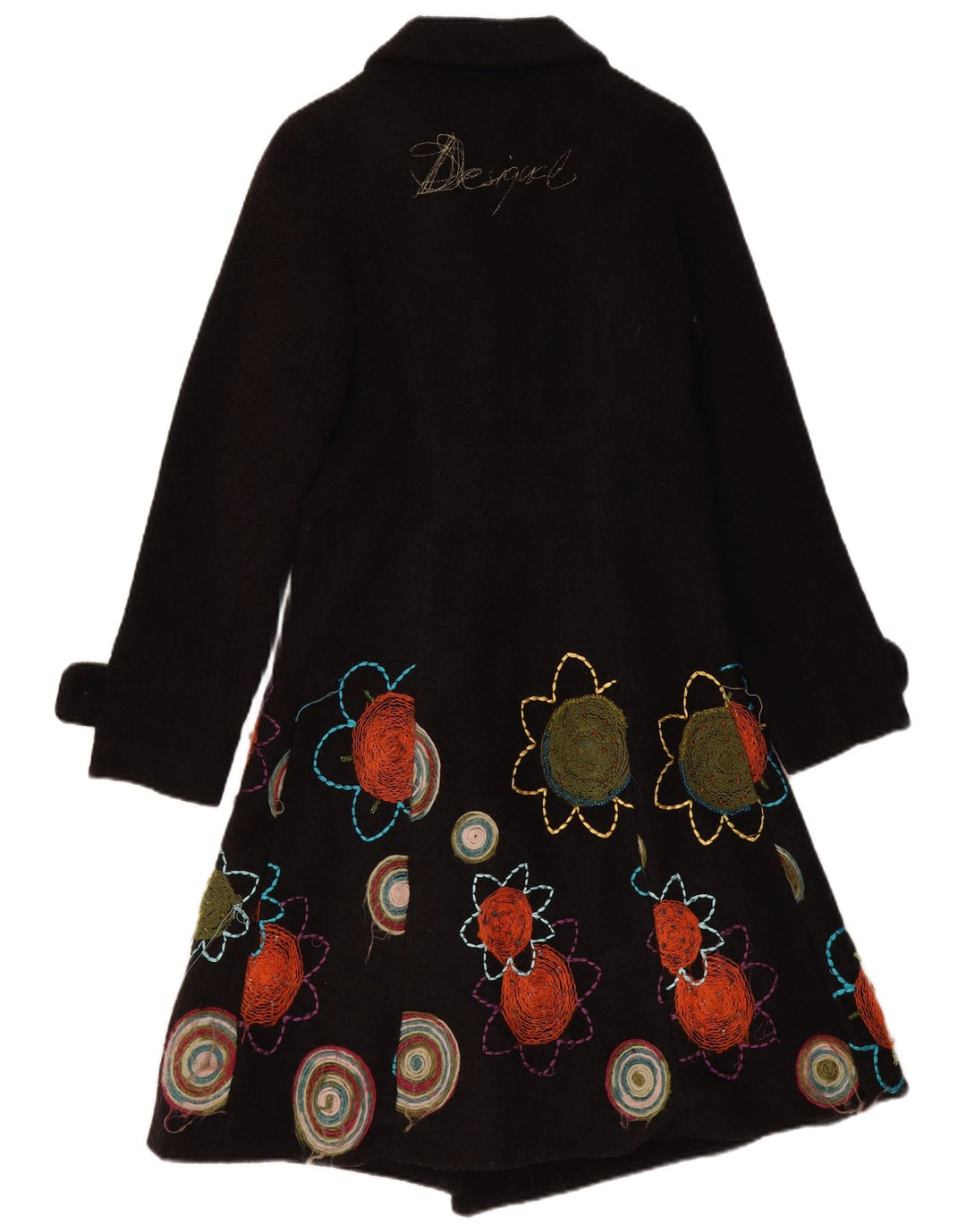 Desigual Dame Grafisk Overfrakke EU 38 Medium Sort Blomster