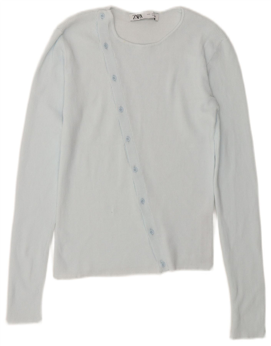 Zara Womens Crop Cardigan Top UK 10 Small Blue Nylon