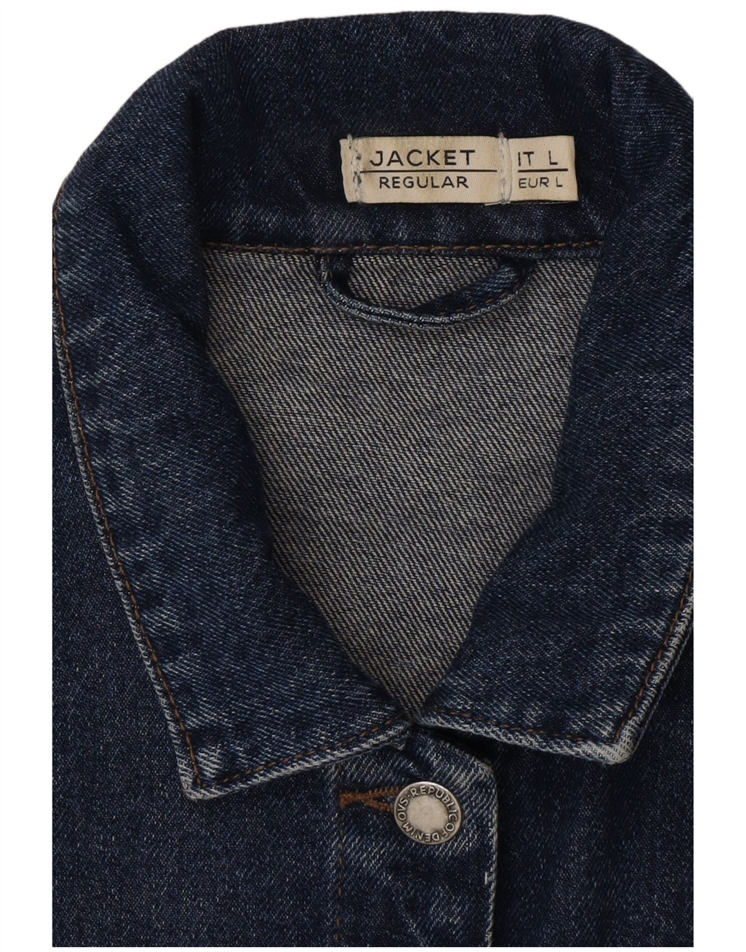 VINTAGE Womens Regular Fit Crop denimjakke UK 16 Large Blue