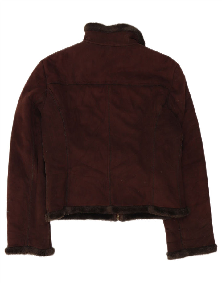 BENETTON Sherpajakke til kvinder UK 14 Medium Brun Akryl