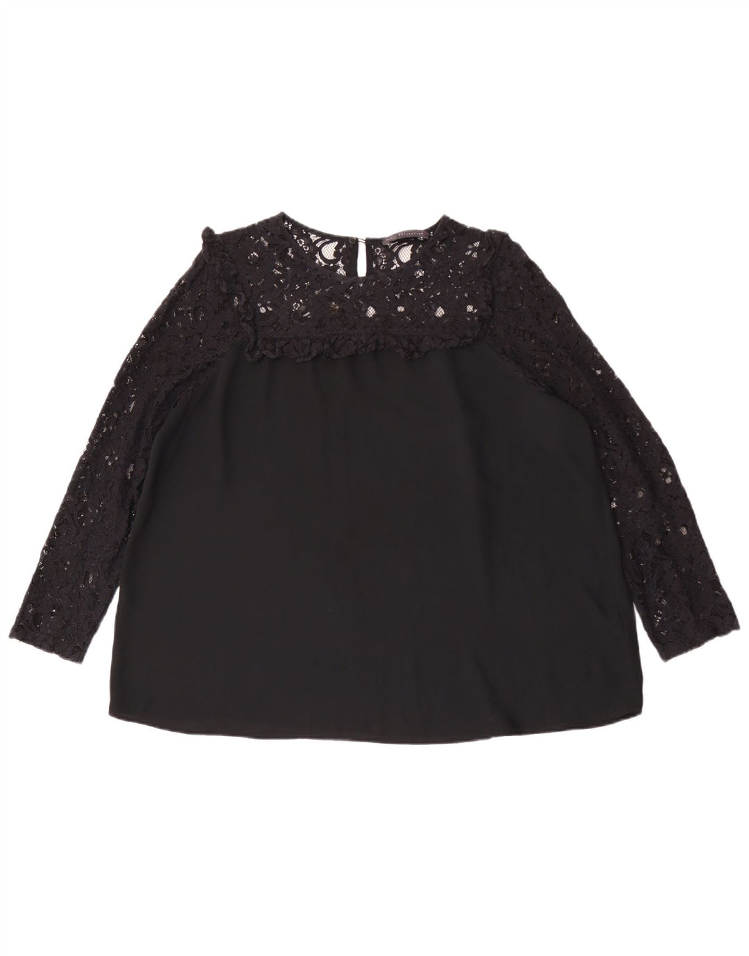 Marks & Spencer Dame Langærmet Oversized Bluse Top UK 16 Large Black