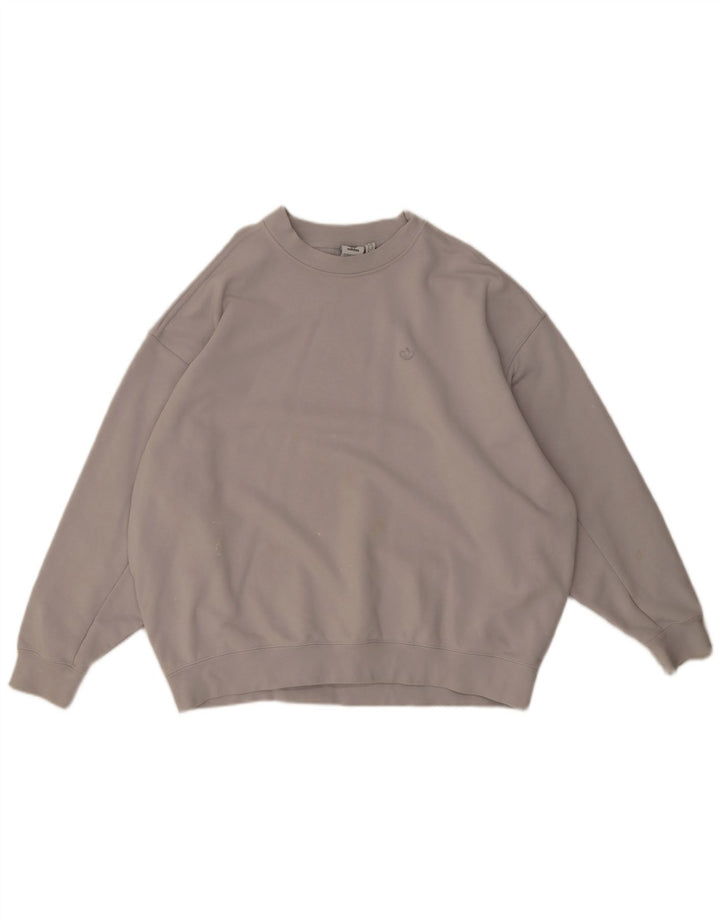 Adidas Dame Oversized Sweatshirt Jumper UK 10 Small Grå Bomuld