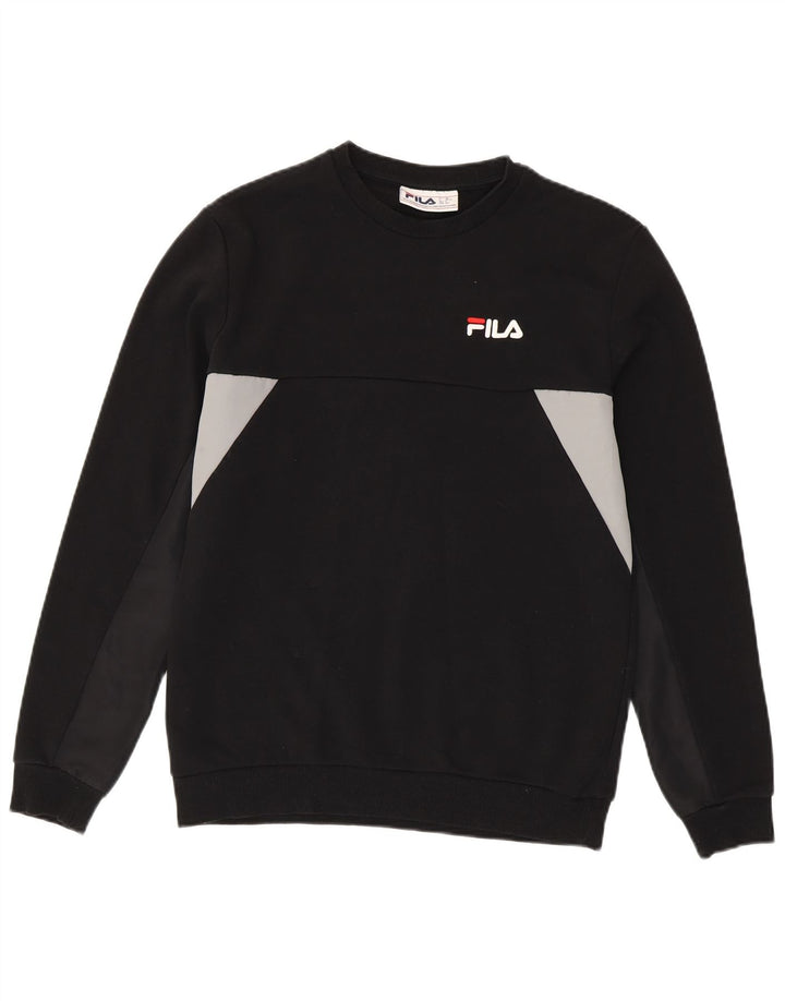Fila Herre Sweatshirt Jumper Lille Sort Colourblock Bomuld