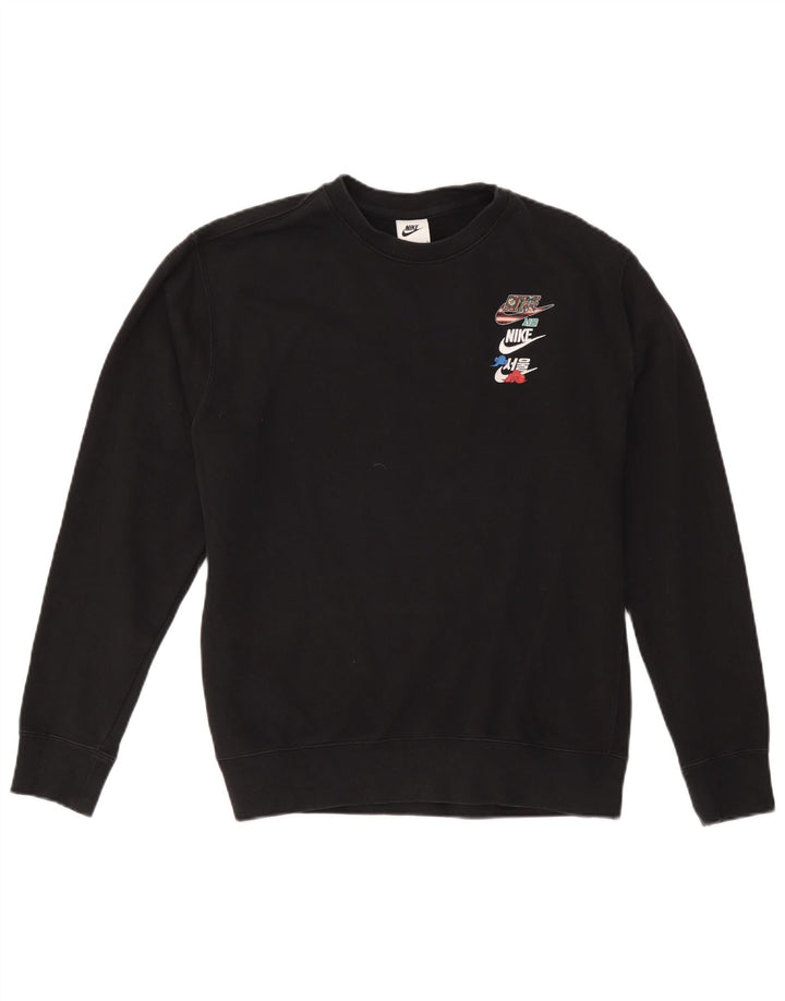 Nike Dame Sweatshirt Jumper UK 16 Stor sort bomuld
