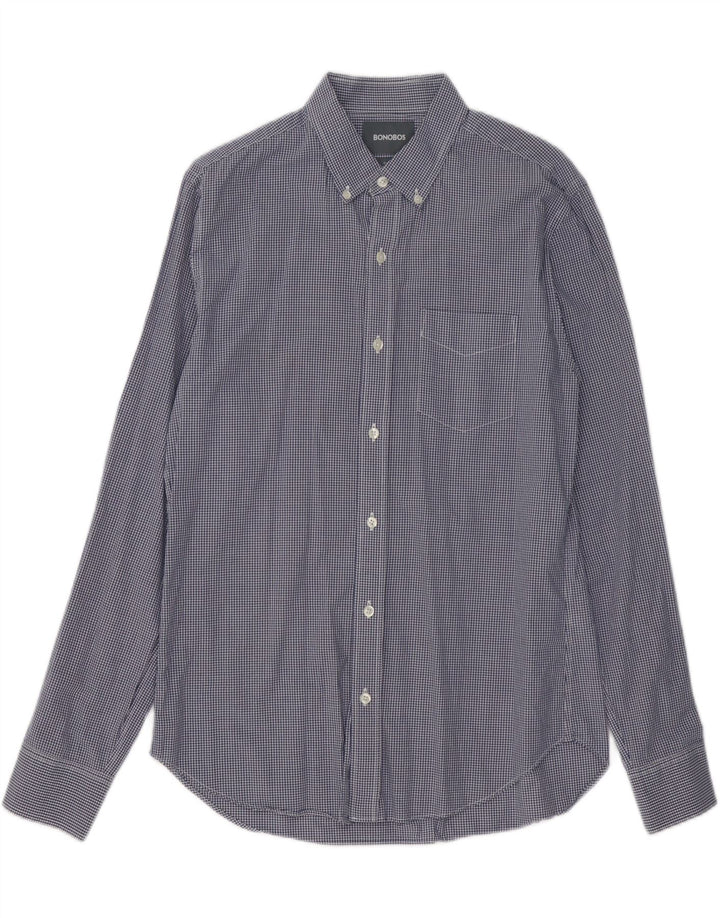 BONOBOS Herre Slim Fit skjorte Medium Marineblå Gingham Cotton