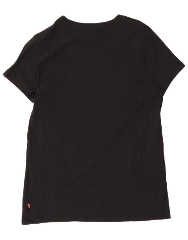 Levi's Grafisk T-shirt top til kvinder UK 12 Mellem sort blomstret bomuld