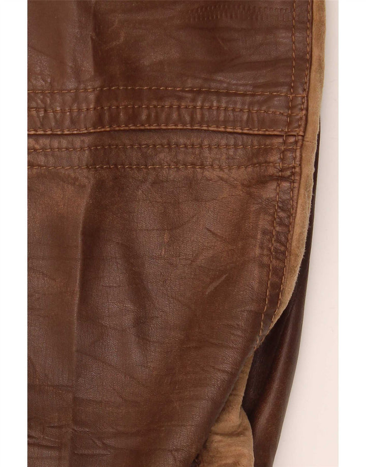 OVS Dame Læderjakke IT 48 Medium Brun Colourblock