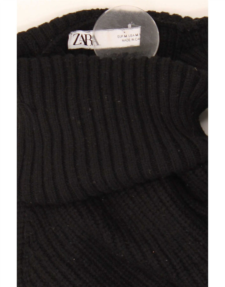 Zara Dame Off Shoulder Roll Neck sweater UK 14 Medium Black