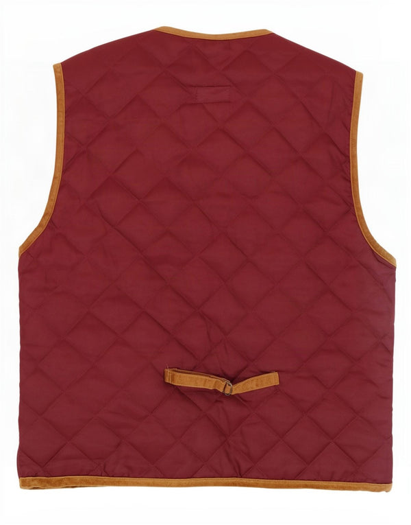 Vintage Herre Quiltet Gilet UK 42 XL Burgundy Polyamid