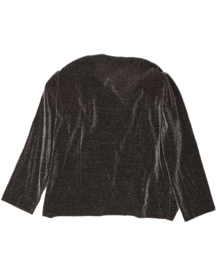 Vintage Dame 3/4 ærmet bluse Top UK 16 Large Black
