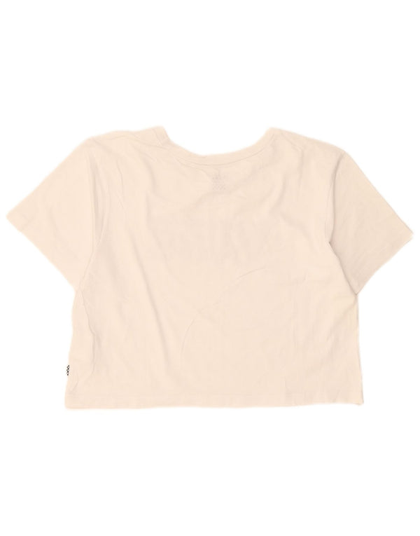 Vans Dame Crop Grafisk T-Shirt Top UK 10 Small White Bomuld