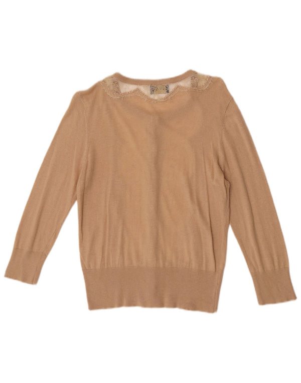 Liu Jo Dame 3/4 ærmet cardigan sweater UK 12 Medium Brown Floral
