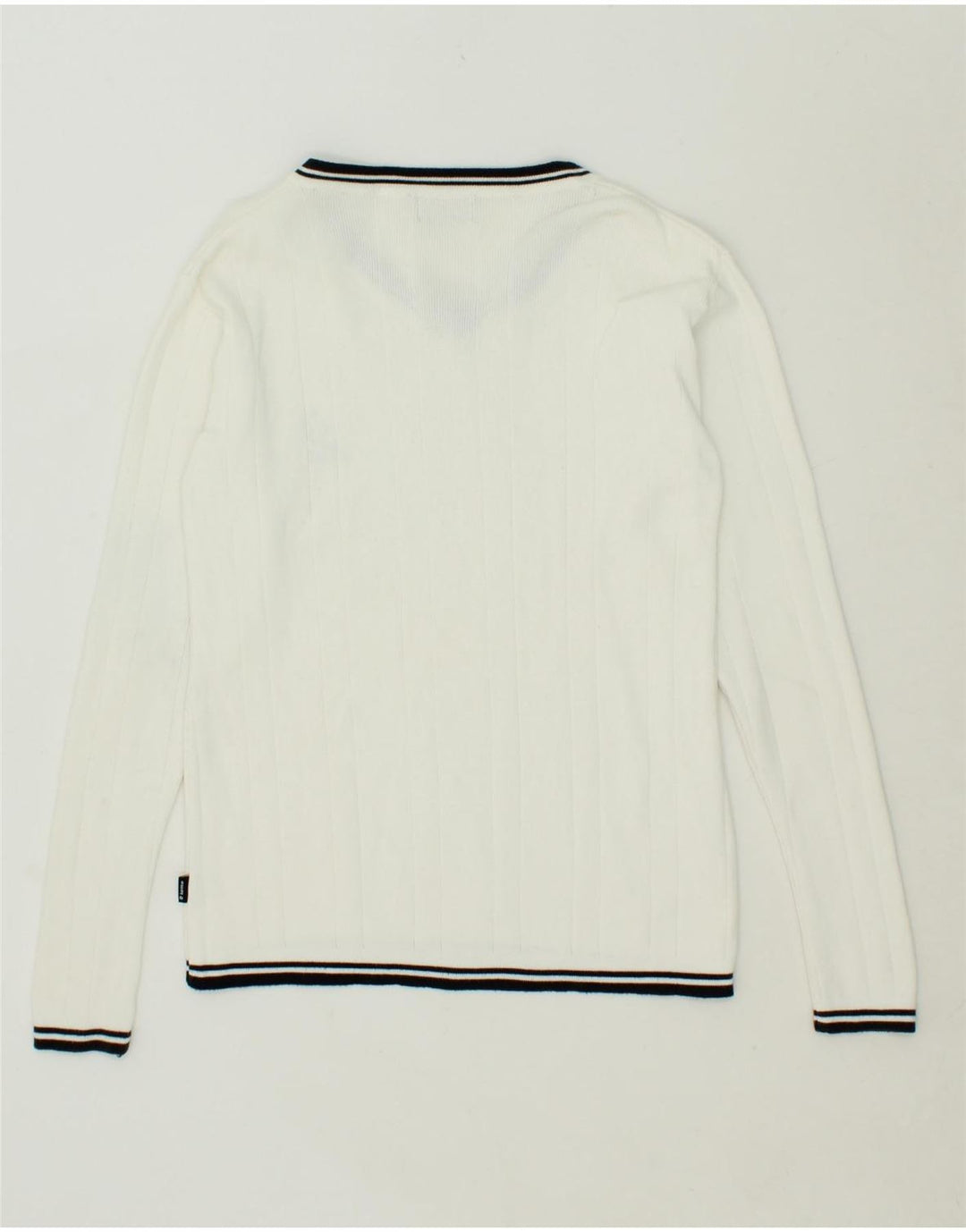 LOTTO Womens V-Neck Jumper Sweater UK 12 Medium White Vintage Lotto and Second-Hand Lotto from Messina Hembry 