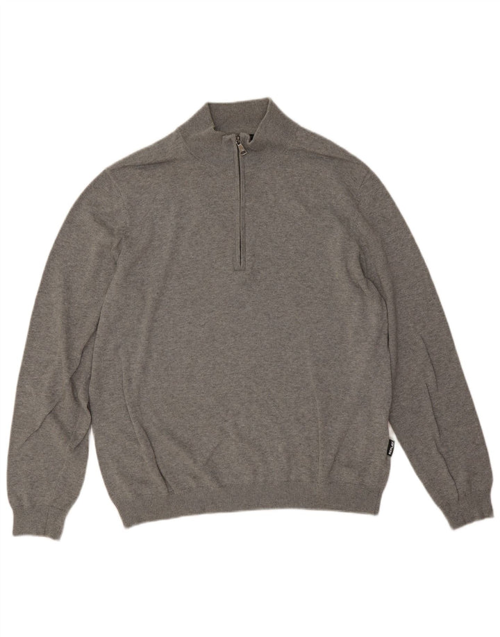 Replay Herre Zip Neck Jumper Sweater Stor Grå Bomuld