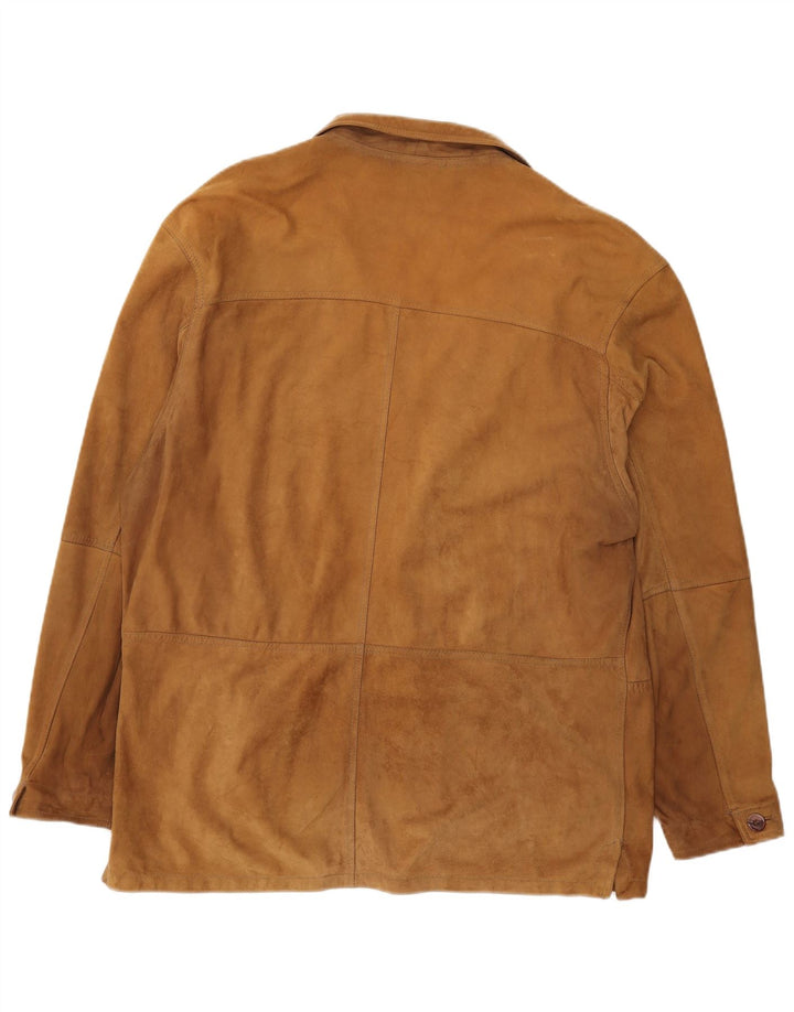 VINTAGE Herre 2-knaps ruskindsblazerjakke UK 42 XL brunt læder