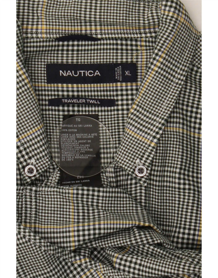 Nautica herre flannelskjorte XL grå ternet bomuld