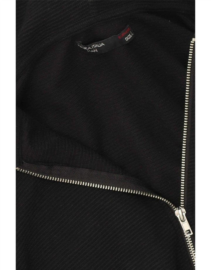 PIAZZA ITALIA Herre Regular Fit Hættetrøje Sweater med lynlås Stor Sort