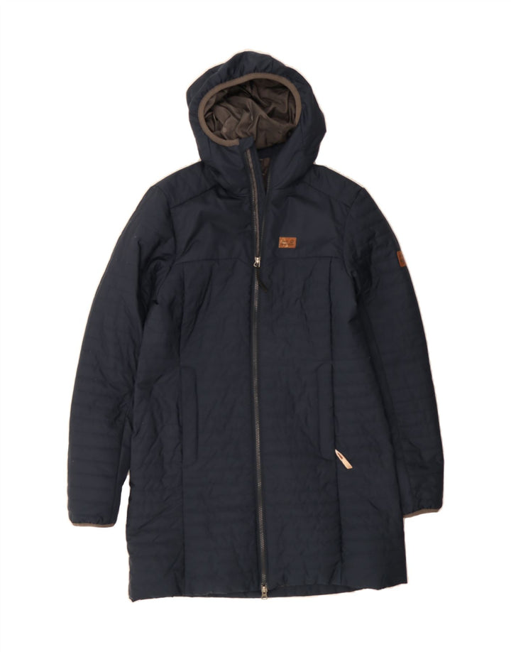 JACK WOLFSKIN Womens Hooded Padded Coat UK 10 Small  Navy Blue Polyester Vintage Jack Wolfskin and Second-Hand Jack Wolfskin from Messina Hembry 