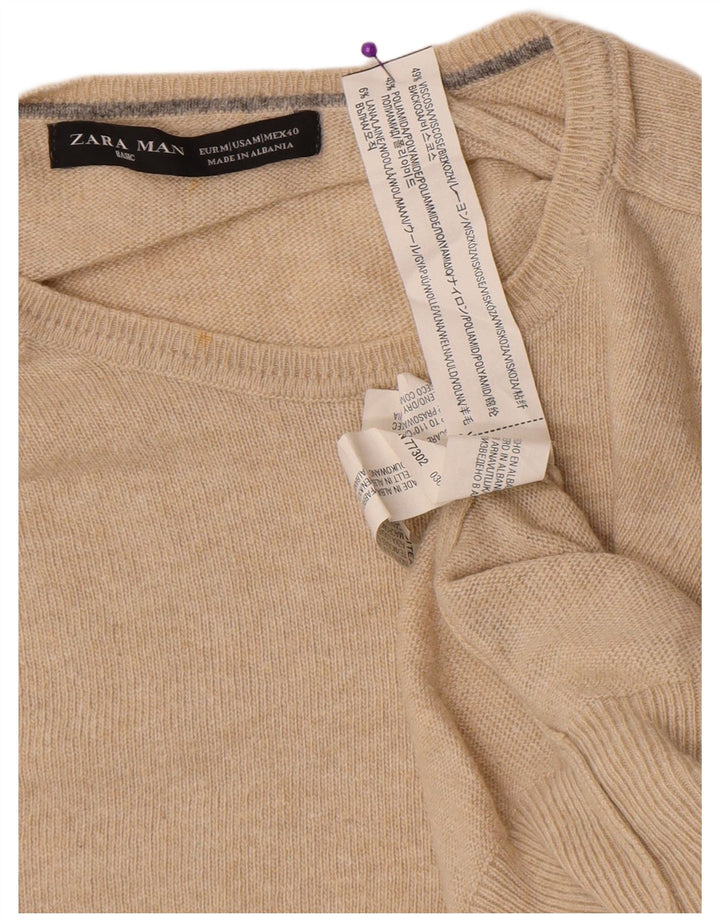 Zara Herre trøjetrøje med rund hals Medium Beige Viscose