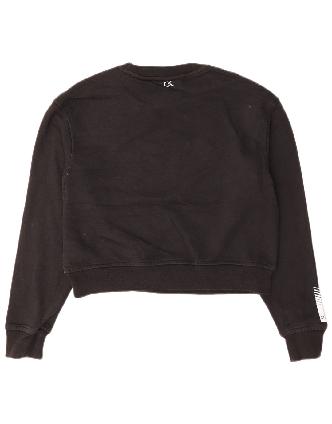 Calvin Klein Dame Oversized Crop Sweatshirt Jumper UK 10 Small Black