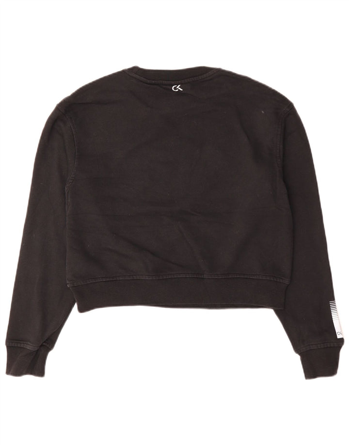 Calvin Klein Dame Oversized Crop Sweatshirt Jumper UK 10 Small Black